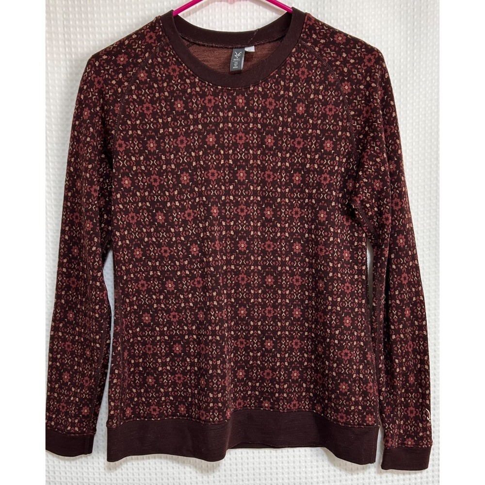 Ibex Women's size S  100% Merino Wool Base Layer Long Sleeve Crew Sweater Top a
